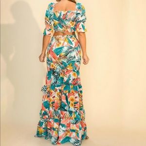 Maxi skirt set crop top  Flowers print